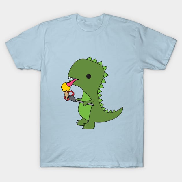 T-Rex Eats Ice Cream T-Shirt by BoredInc